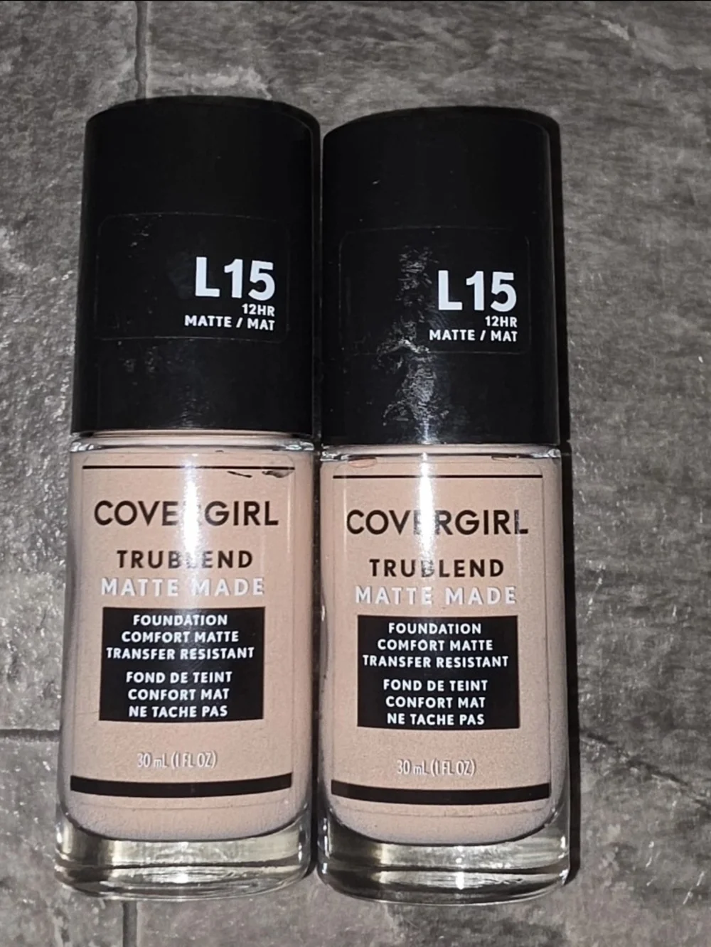 2 x CoverGirl TruBlend Matte Made Foundation in L15 Porcelain BNIB